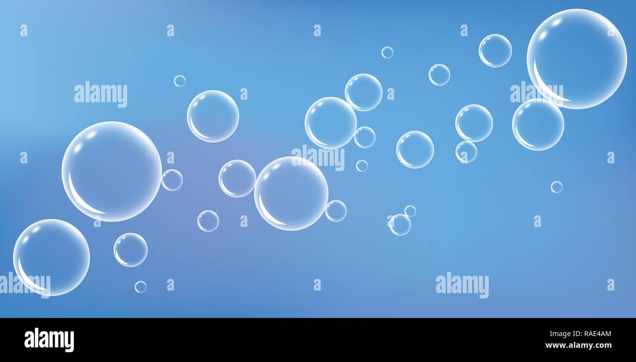 blue soap bubbles on blue background vector illustration EPS10 Stock Vector