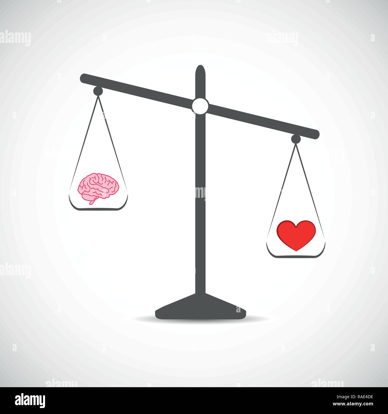 brain and red hearth in balance vector illustration Stock Vector