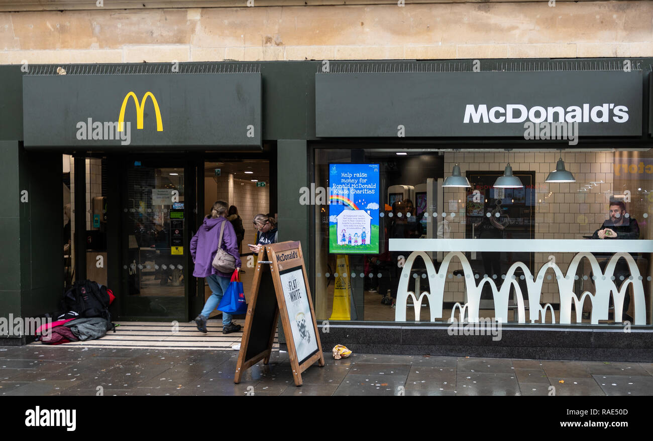 Bath, United Kingdom - October 13 2018: The front of McDonalds fast ...