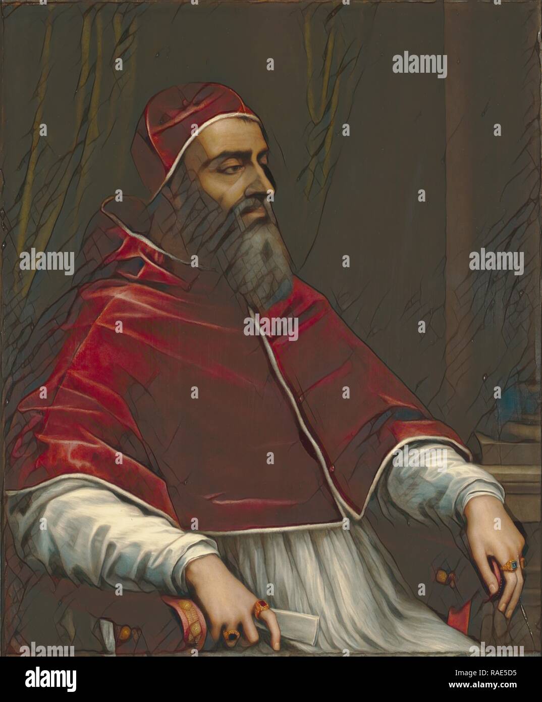 Pope Clement VII, Sebastiano del Piombo (Italian, about 1485 - 1547), Italy, about 1531, Oil on slate, 105.4 × 87.6 reimagined Stock Photo