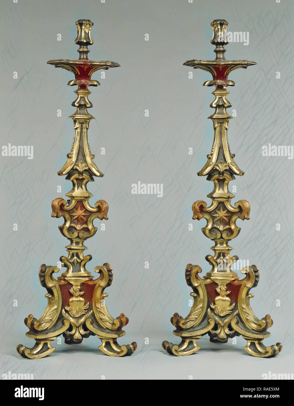 Pair of Altar Candlesticks, Italy, early 18th century, Bronze, partially  gilded. Reimagined by Gibon. Classic art reimagined Stock Photo - Alamy