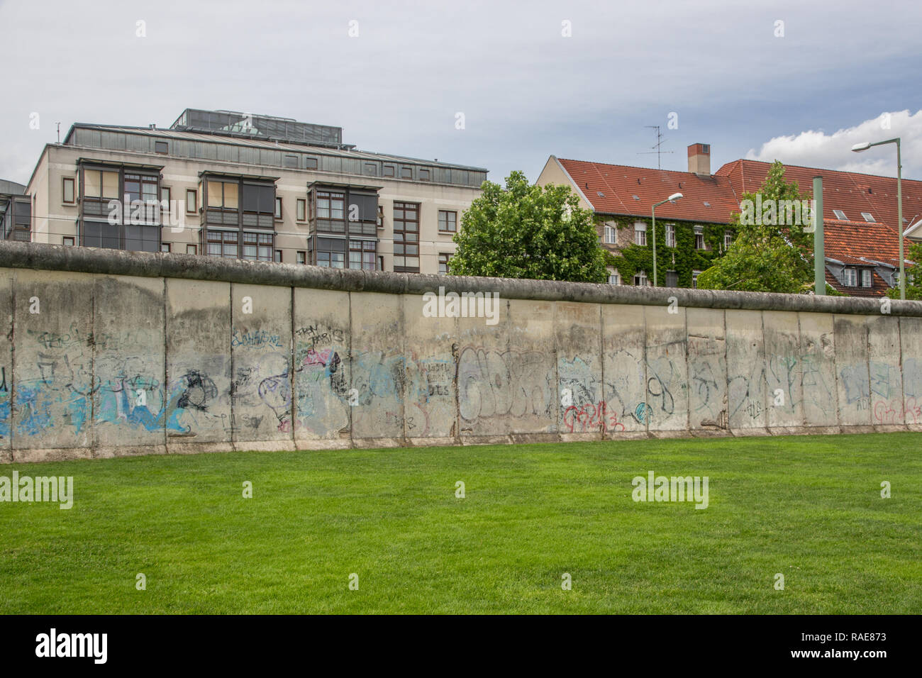 Berlin- Germany – June 2016 : A section of Berliner Mauer (Berlin Wall) in Bernauer Strasse. Stock Photo