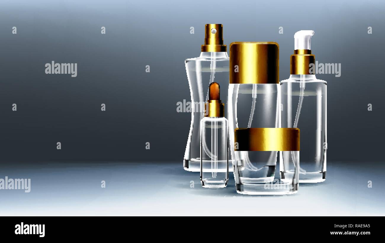Download Cosmetic Glass Packaging Vector Facial Lotion Soft Spray Bottle Jar 3d Isolated Transparent Realistic Mockup Template Illustration Stock Vector Image Art Alamy