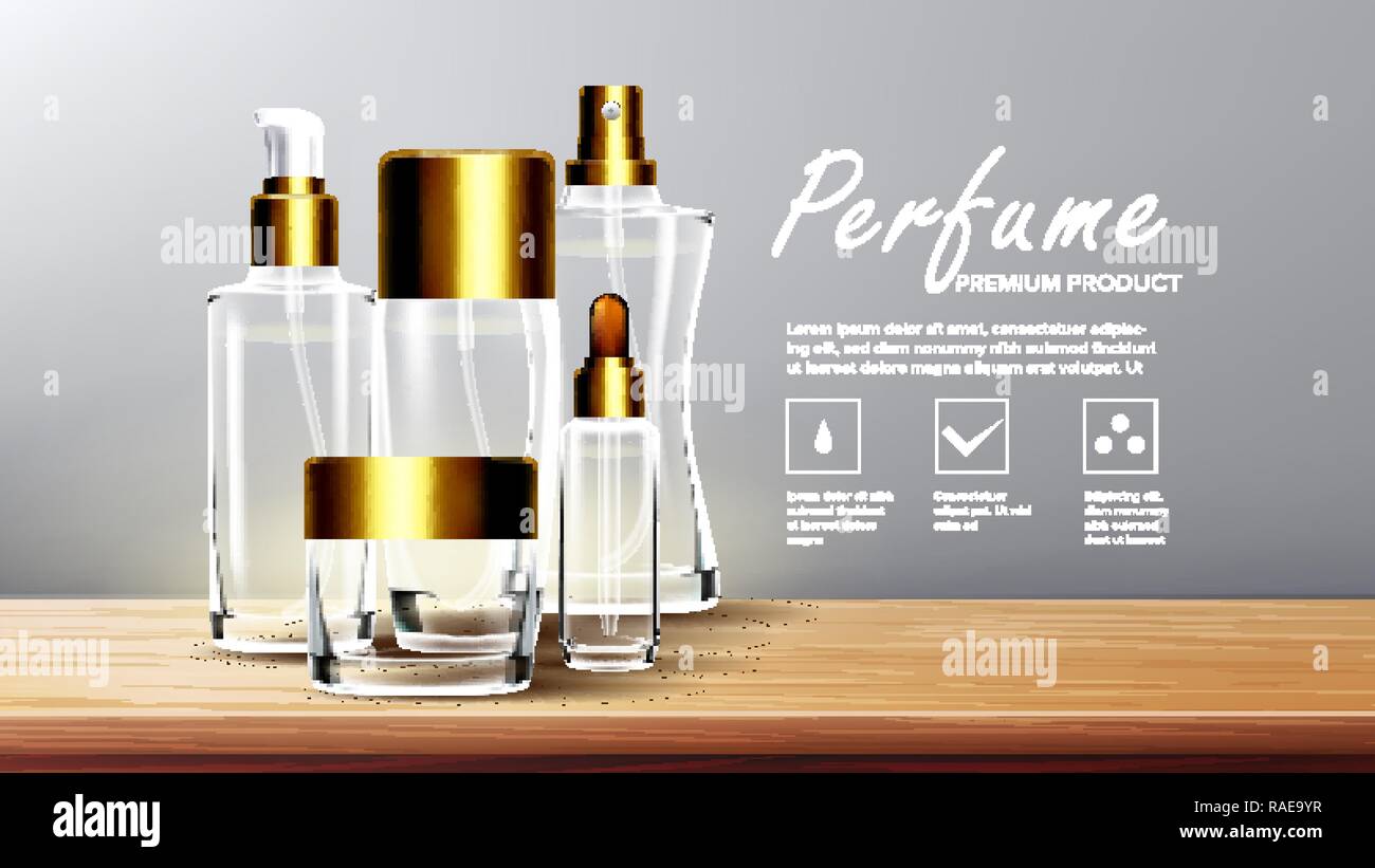 Cosmetic Glass Packaging Vector. Spa, Makeup. Soft Spray. Perfume, Essence.  Facial Lotion. Bottle. Jar. 3D Isolated Transparent Realistic Mockup  Template Illustration Stock Vector Image \u0026 Art - Alamy