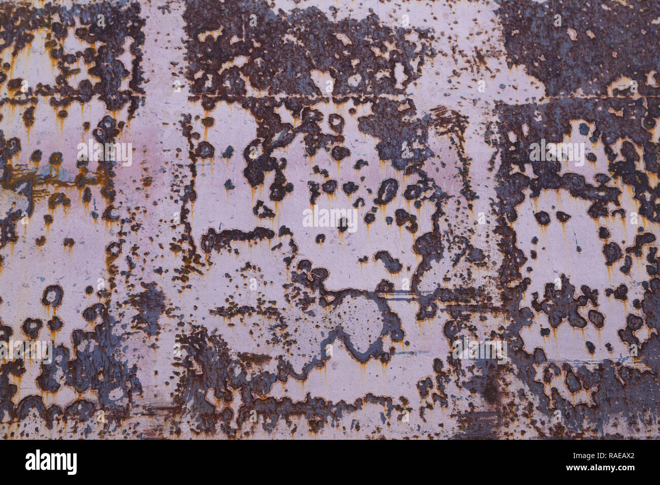 Red painted metal surface with large rust stains as background Stock ...