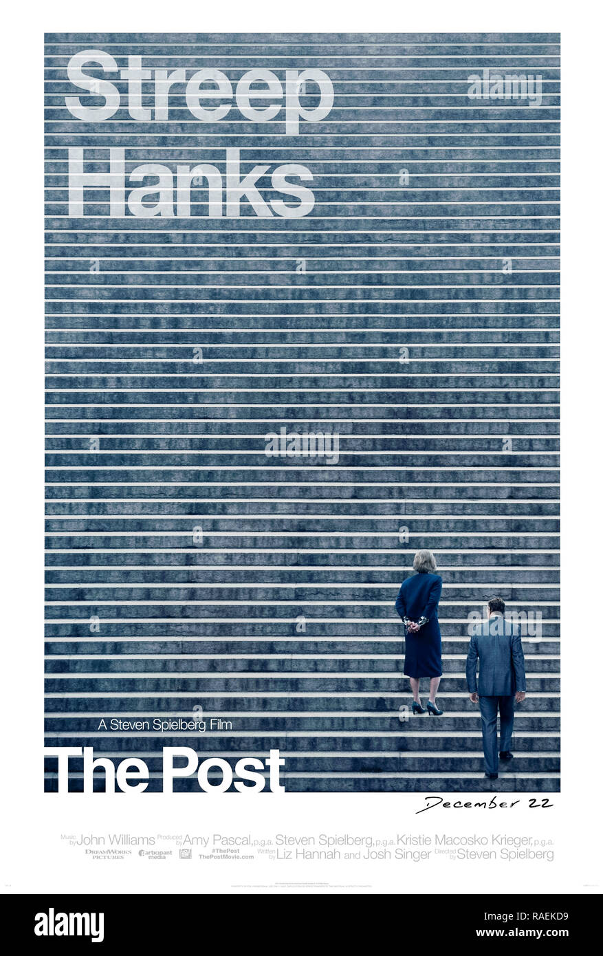 The Post (2017) directed by Steven Spielberg and starring Meryl Streep, Tom Hanks, Sarah Paulson and Matthew Rhys. The true story about Katharine Graham, publisher of The Washington Post, and the newspaper’s fight to publish the Pentagon Papers about the US  political and military leaked by Daniel Ellsberg in 1971. Stock Photo