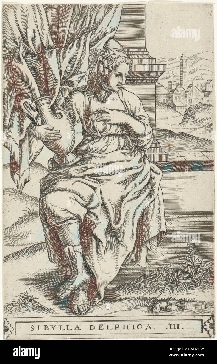 Delphic Sibyl, Frans Huys, 1546 - 156. Reimagined by Gibon. Classic art with a modern twist reimagined Stock Photo
