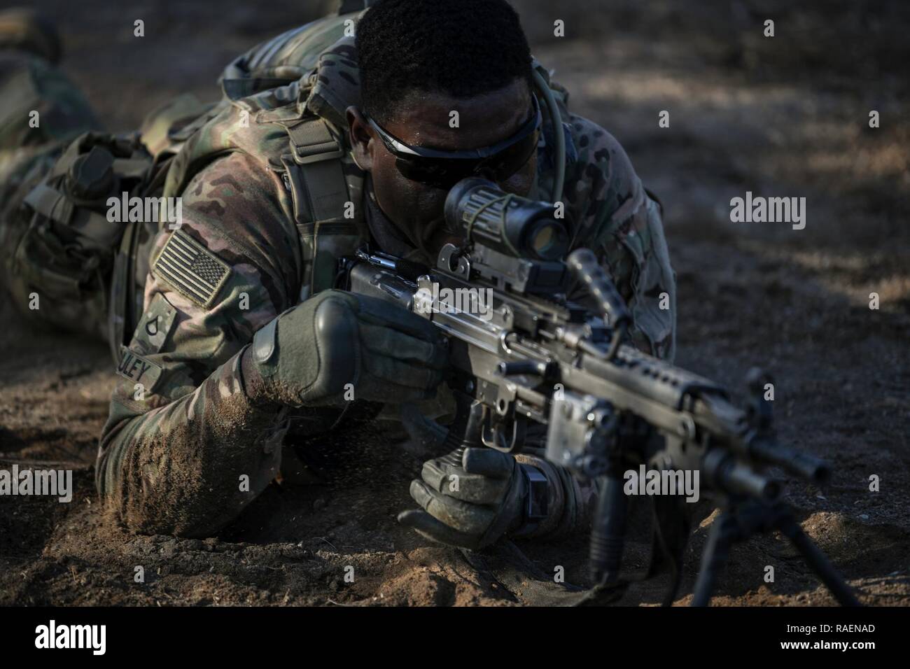 U S Army Pvt Joe Mcculey Assigned To Viper Company 1 26 Infantry 101st Airborne Division Air Assault With The East Africa Response Force Earf Provides Security During A Situational Training Exercise Stx At