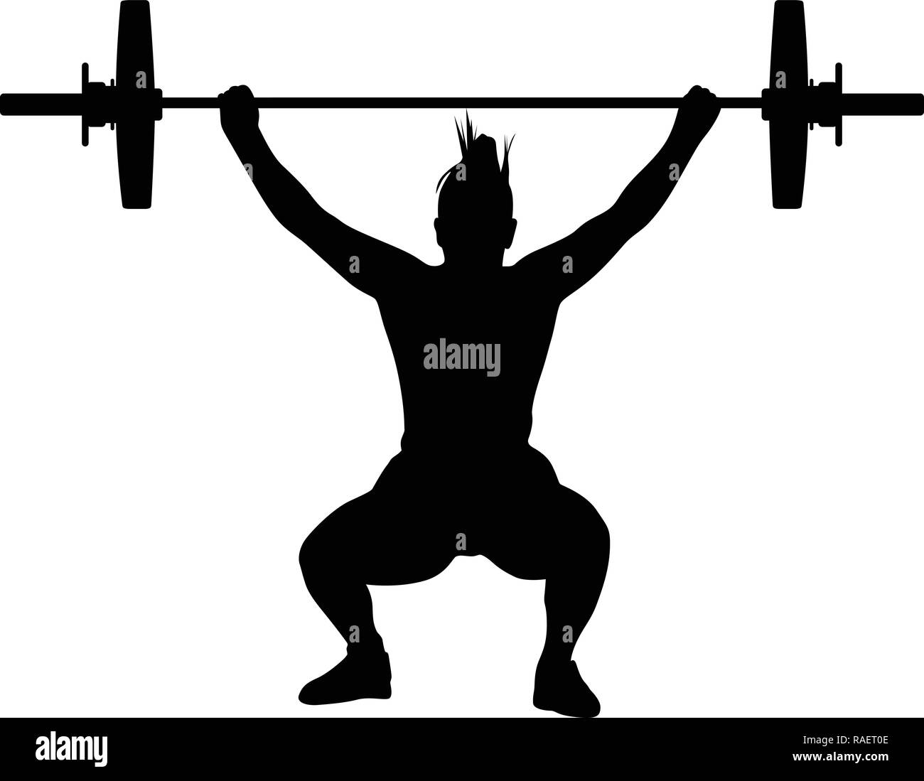 weight lifting girl silhouette Stock Vector