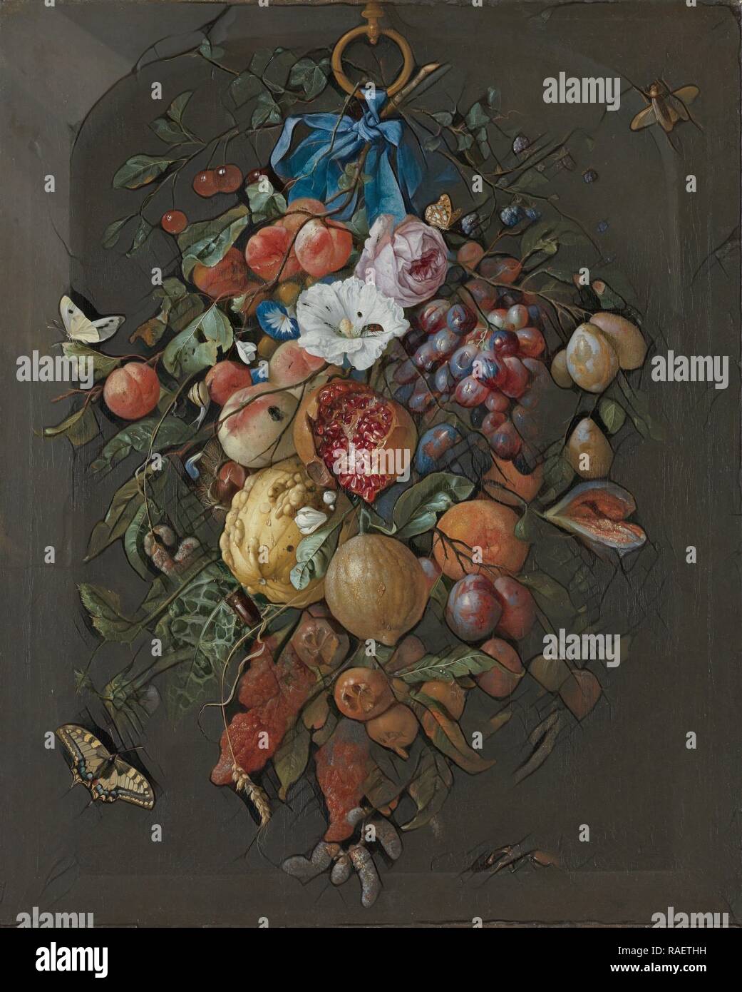 Festoon of Fruit and Flowers, Jan Davidsz. de Heem, 1660 167. Reimagined by Gibon. Classic art