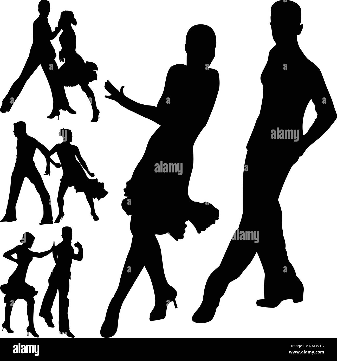 beautiful dance people in different poses silhouette vector Stock ...