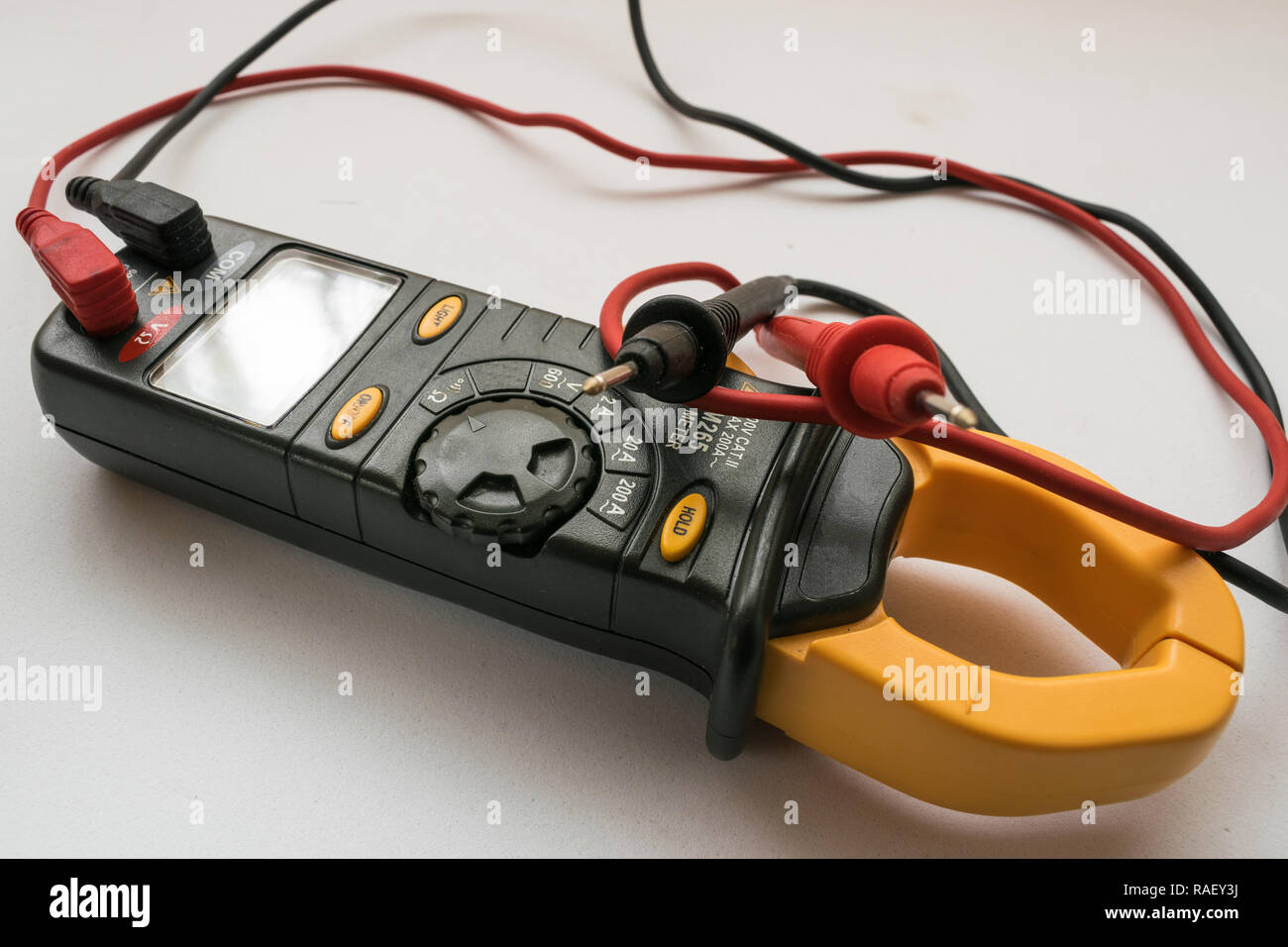 Clamp meter. It is a special type of ammeter Stock Photo