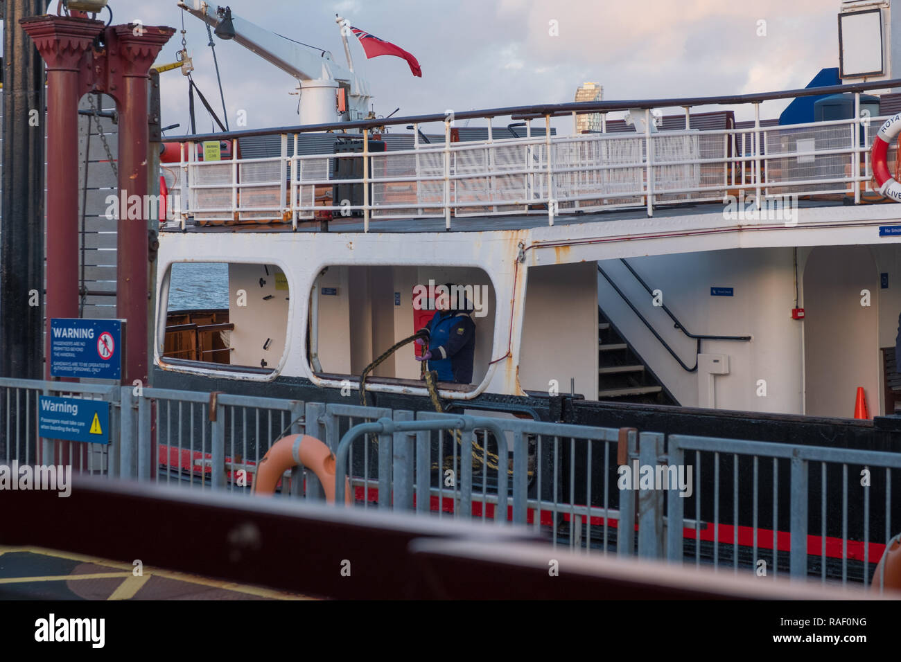 Royal Iris of the Mersey ferry docking at Woodside Ferry Terminal, Birkenhead Stock Photo