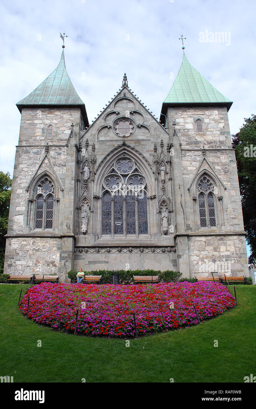 Stavanger Cathedral  is Norway's oldest cathedral and the seat of the Bishop of Stavanger, Norway Stock Photo