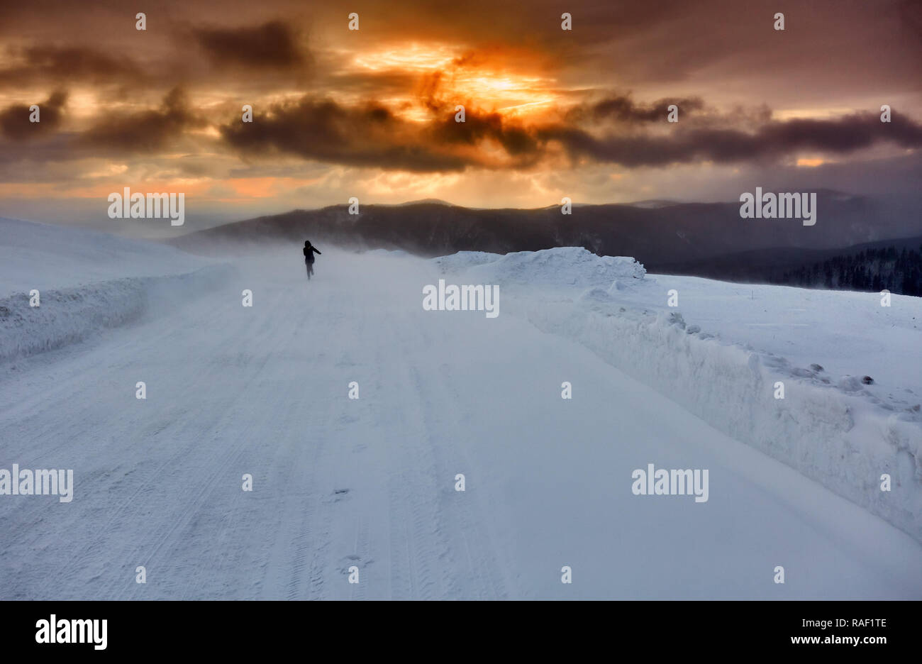 Person lost in snowstorm hi-res stock photography and images - Alamy