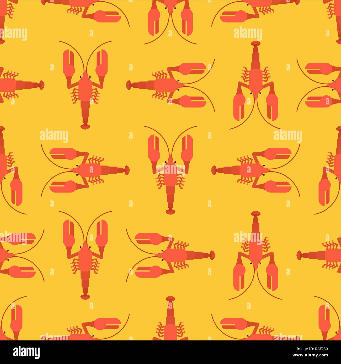 Crayfish pattern seamless. Marine crustacean background. Vector