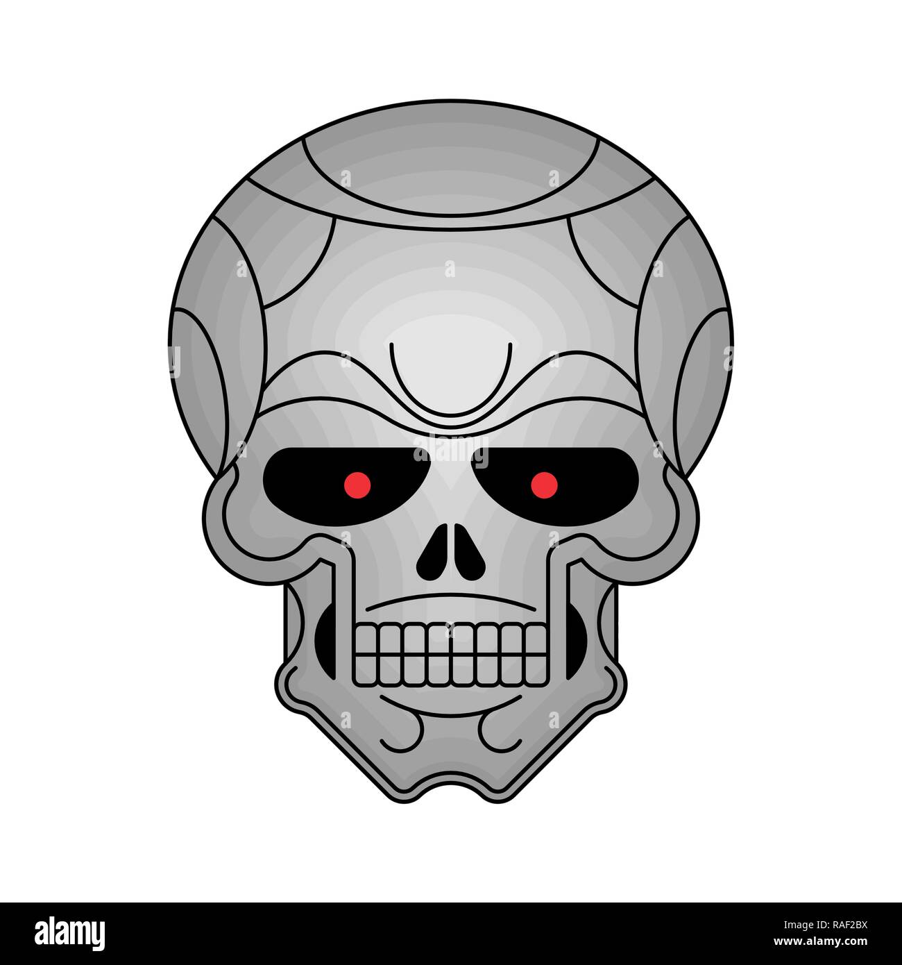 Metal skull isolated. Iron head skeleton. Vector illustration Stock Vector