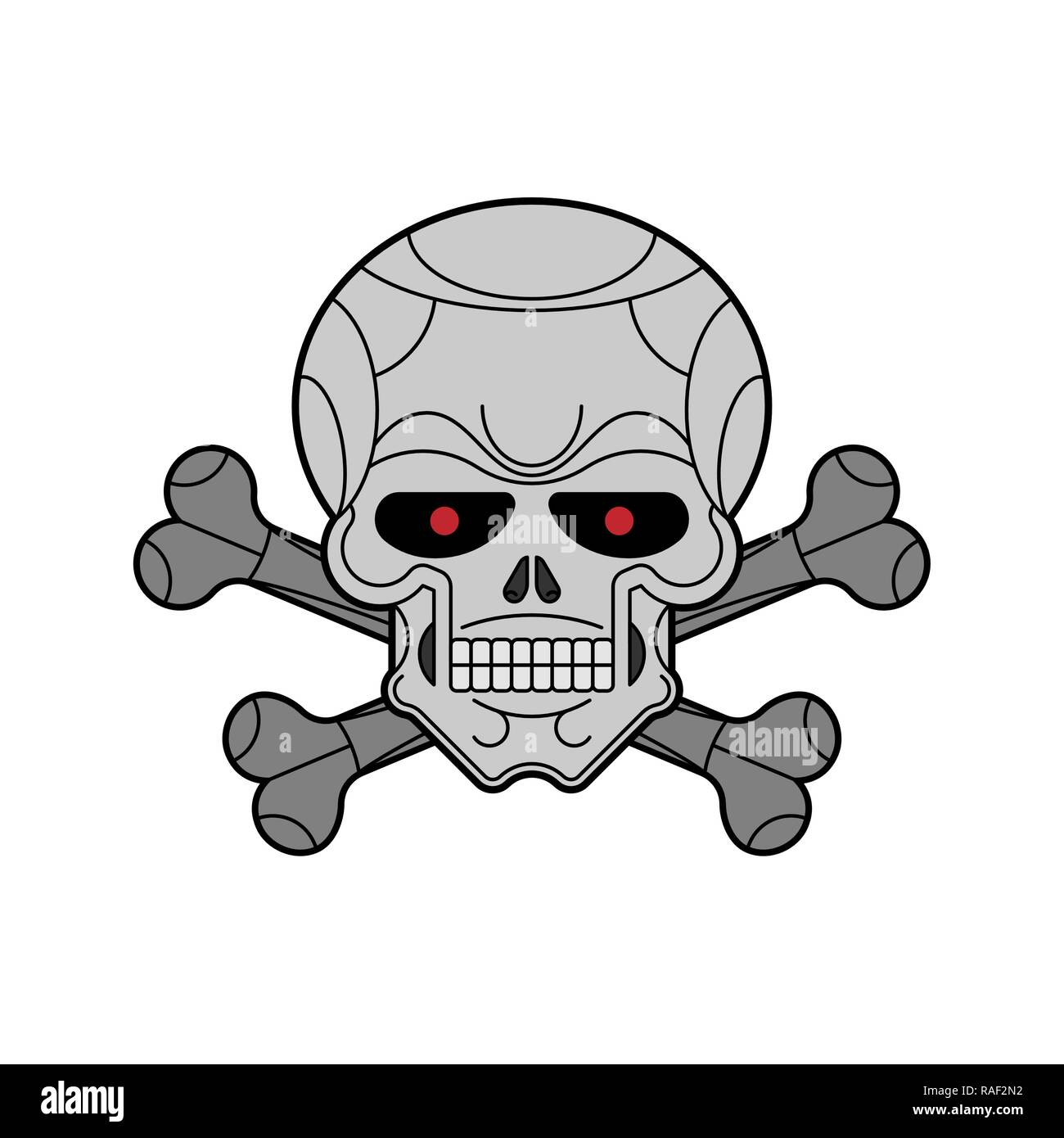 Metal skull isolated. Iron head skeleton. Vector illustration   Stock Vector