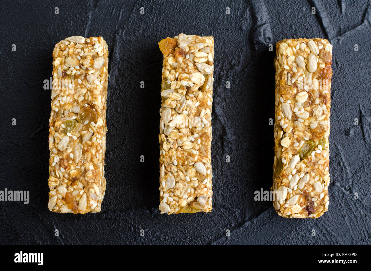 Healthy dessert snacks. Fitness dietary food. Three homemade granola