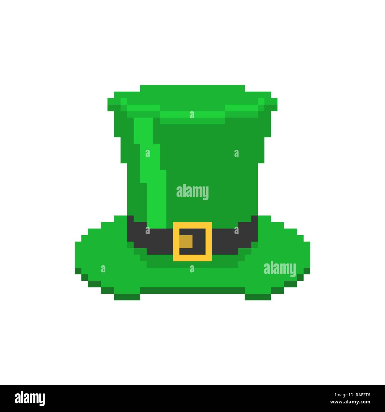 Green hat Leprechaun pixel art. Holiday of Ireland. St.Patrick 's Day. Traditional Irish holiday. Stock Vector