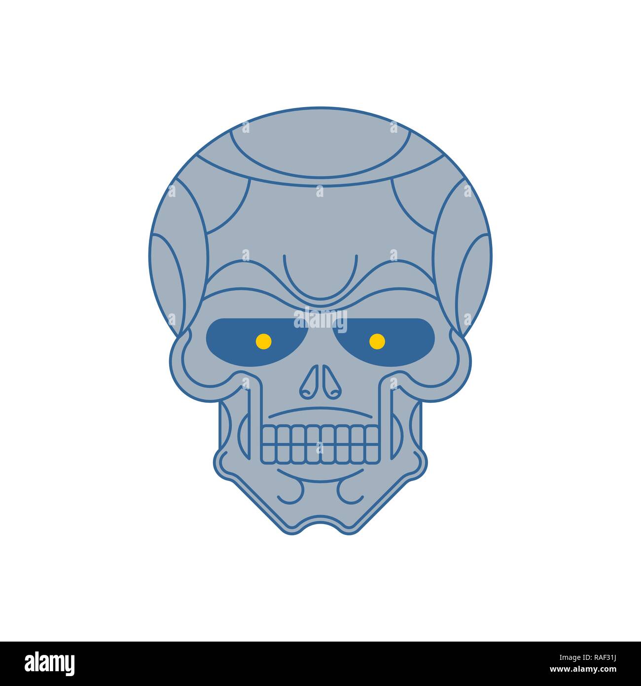 Iron skull. Metal head skeleton. Vector illustration  Stock Vector