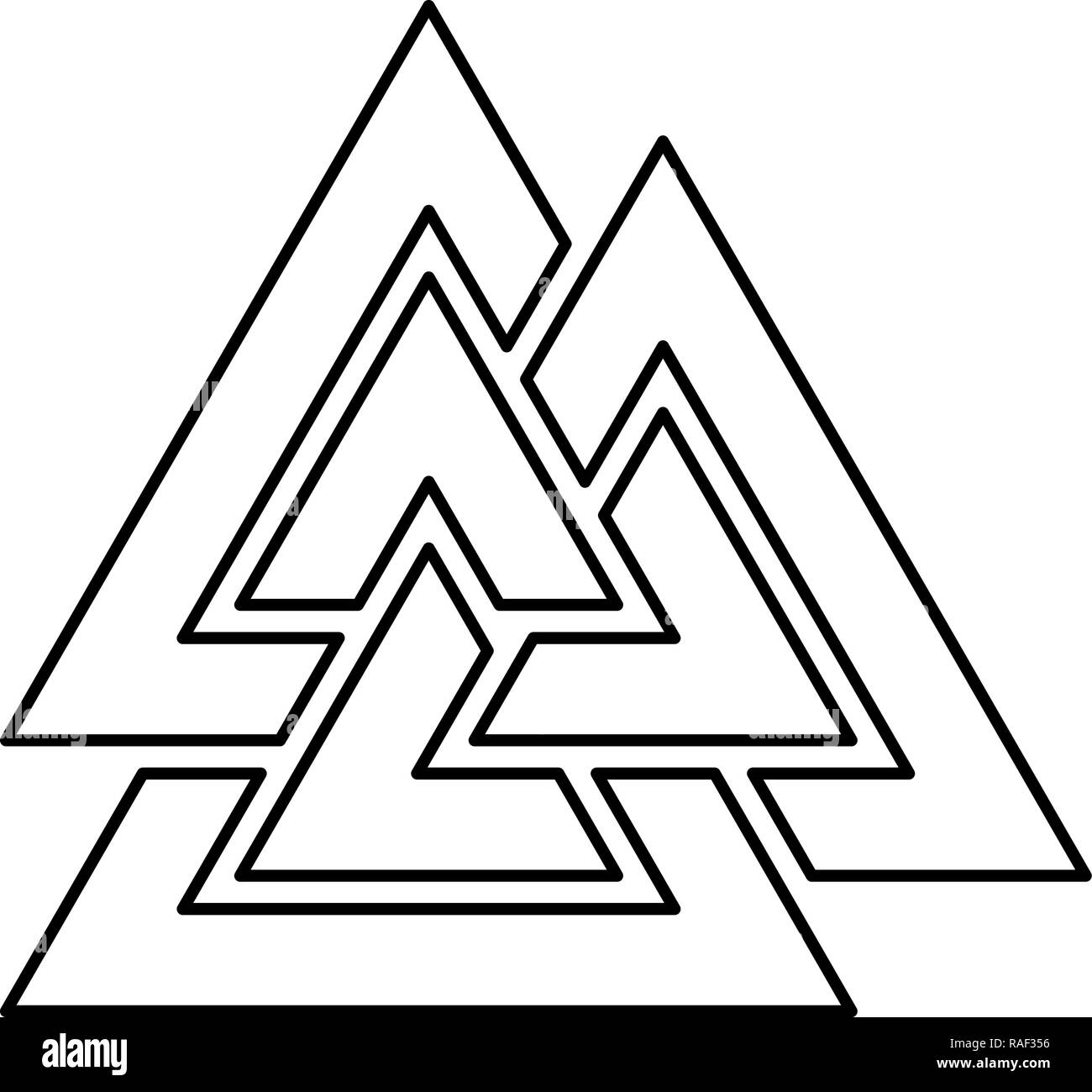 Valknut sign symblol icon black color vector I flat style simple image Stock Vector