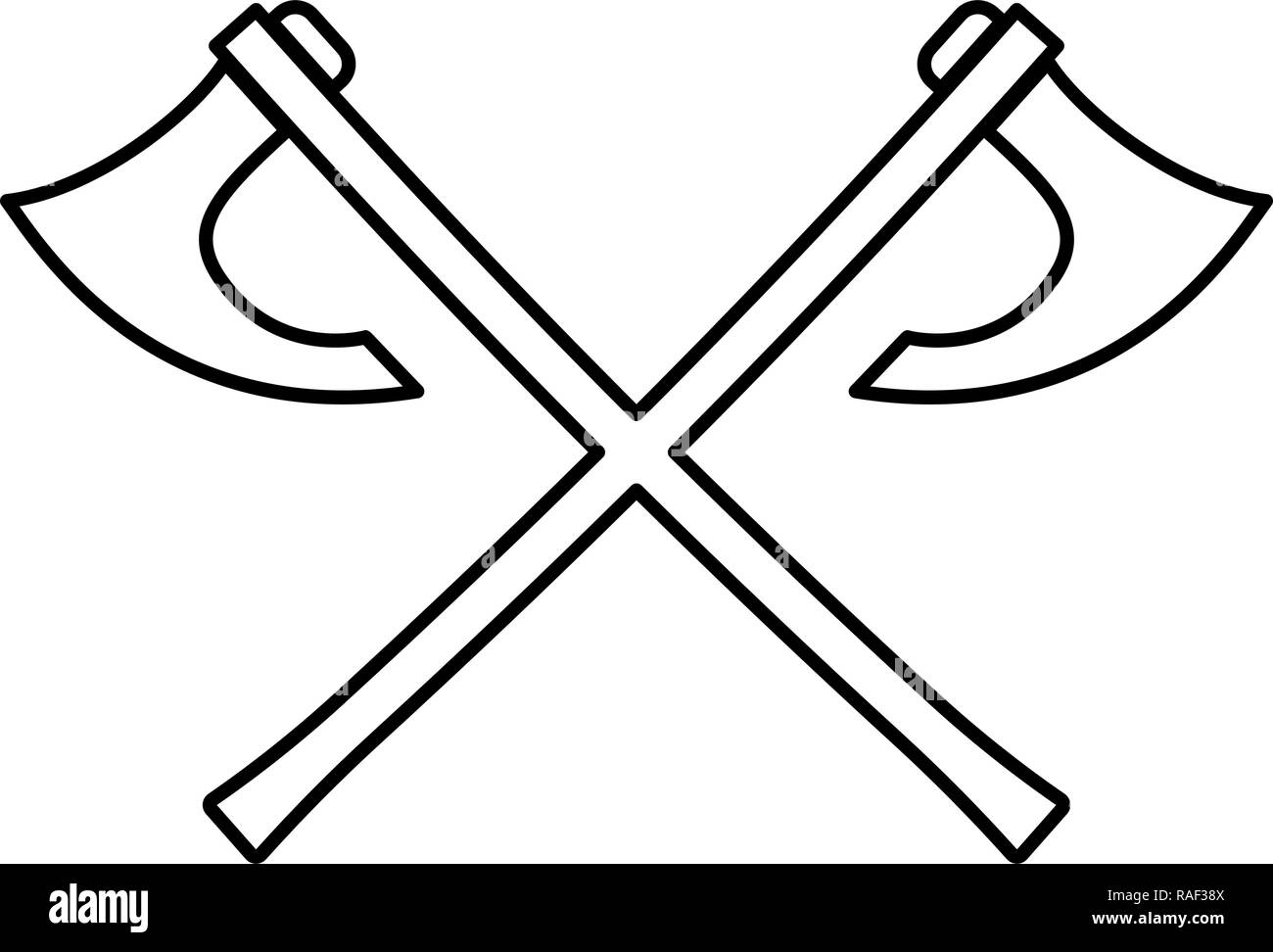 Two battle axes vikings icon black color vector I flat style simple image Stock Vector