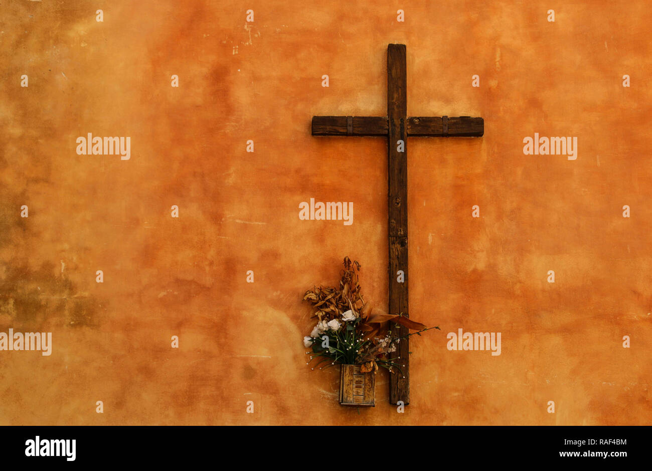 Catholic cross on the wall Stock Photo Alamy
