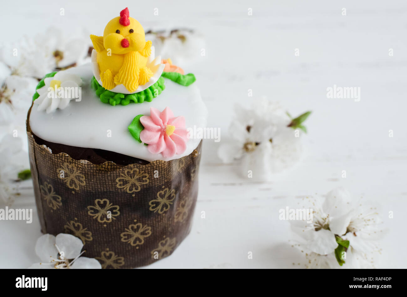 Traditional Ukrainian Easter Cake Paska Decorated For Children And