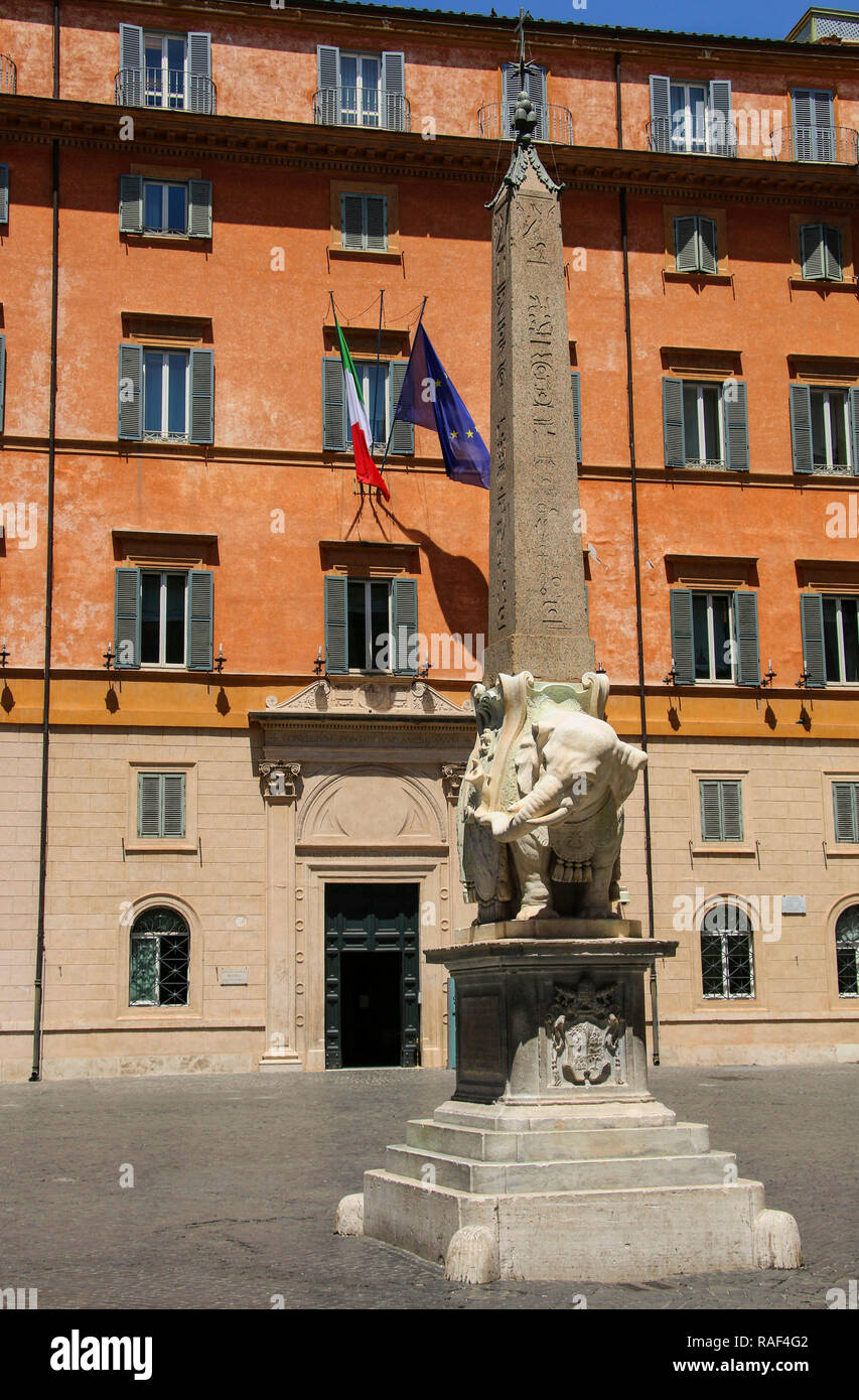Elephant and Obelisk by the Italian artist Bernini in Piazza della Minerva, Rome, Italy Stock Photo