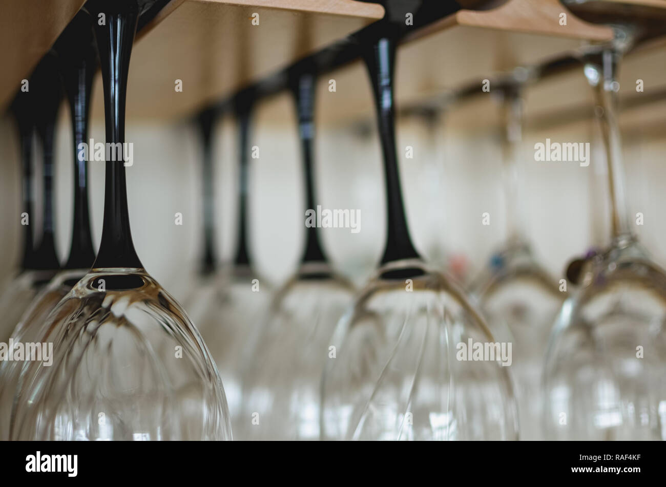 Glasses for wine being stored in a Stock Photo Alamy