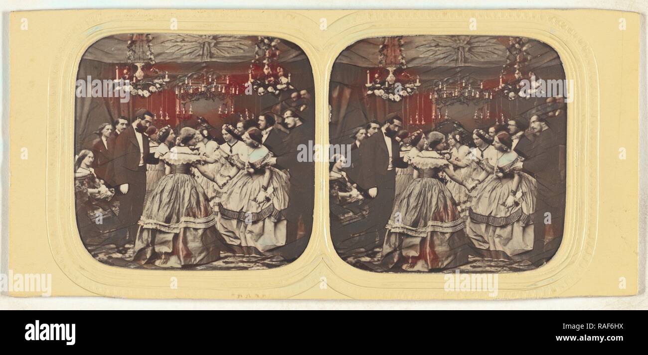 Genre scene: formal party, Attributed to Mark Anthony (English, 1817 - 1886), 1855 - 1860, Hand-colored Albumen reimagined Stock Photo