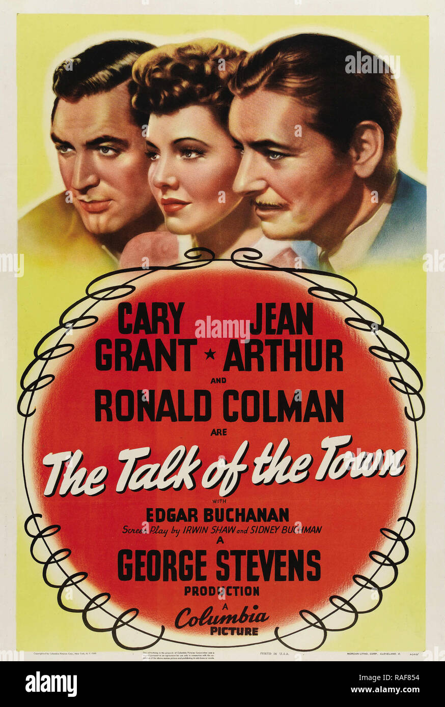 The Talk of the Town (Columbia, 1942), Poster  Cary Grant, Jean Arthur  File Reference # 33636 865THA Stock Photo