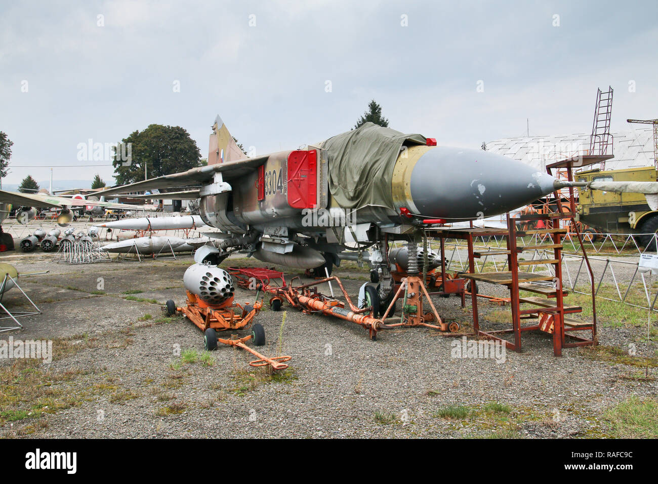 A picture from the abandoned military base full of old rusty fighter