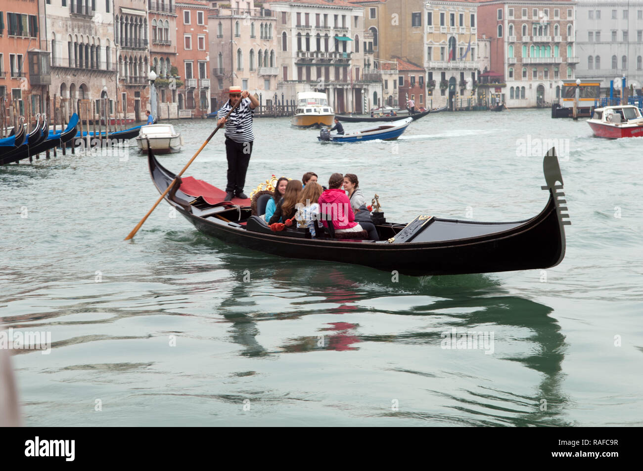 A gondola, on the Grand Canal, Venice Stock Photo - Alamy