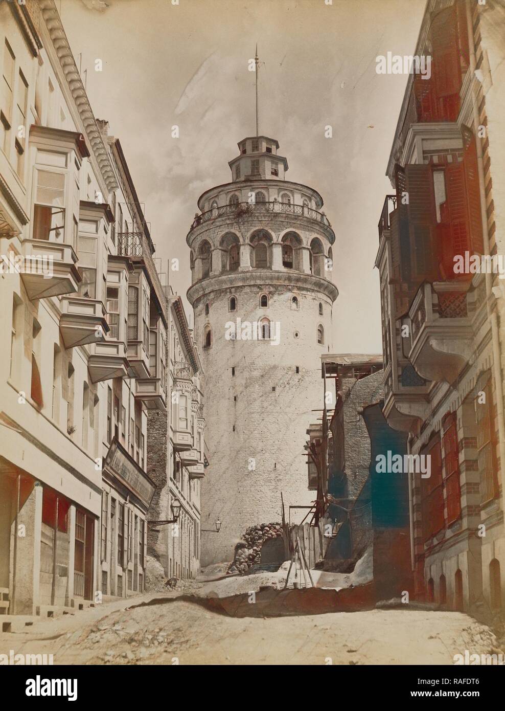 Tower of Galata, Constantinople, Abdullah Frères (Armenian, active 1860s - 1890s), Istanbul, Turkey, 1858 - 1890 reimagined Stock Photo