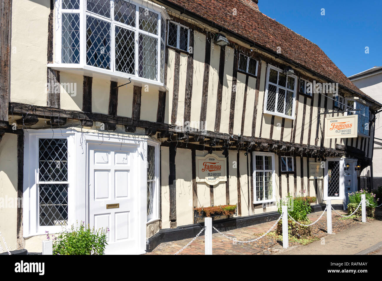 The Famous Old House Gallery, Hall Street, Long Melford, Suffolk, England, United Kingdom Stock Photo