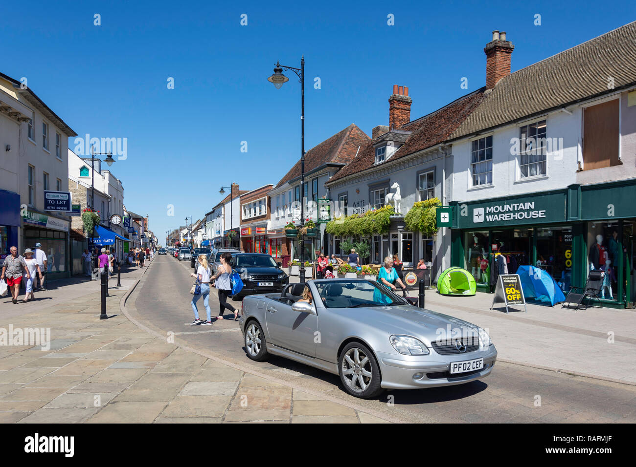 Pavement north street shops shopping sudbury suffolk market town hires