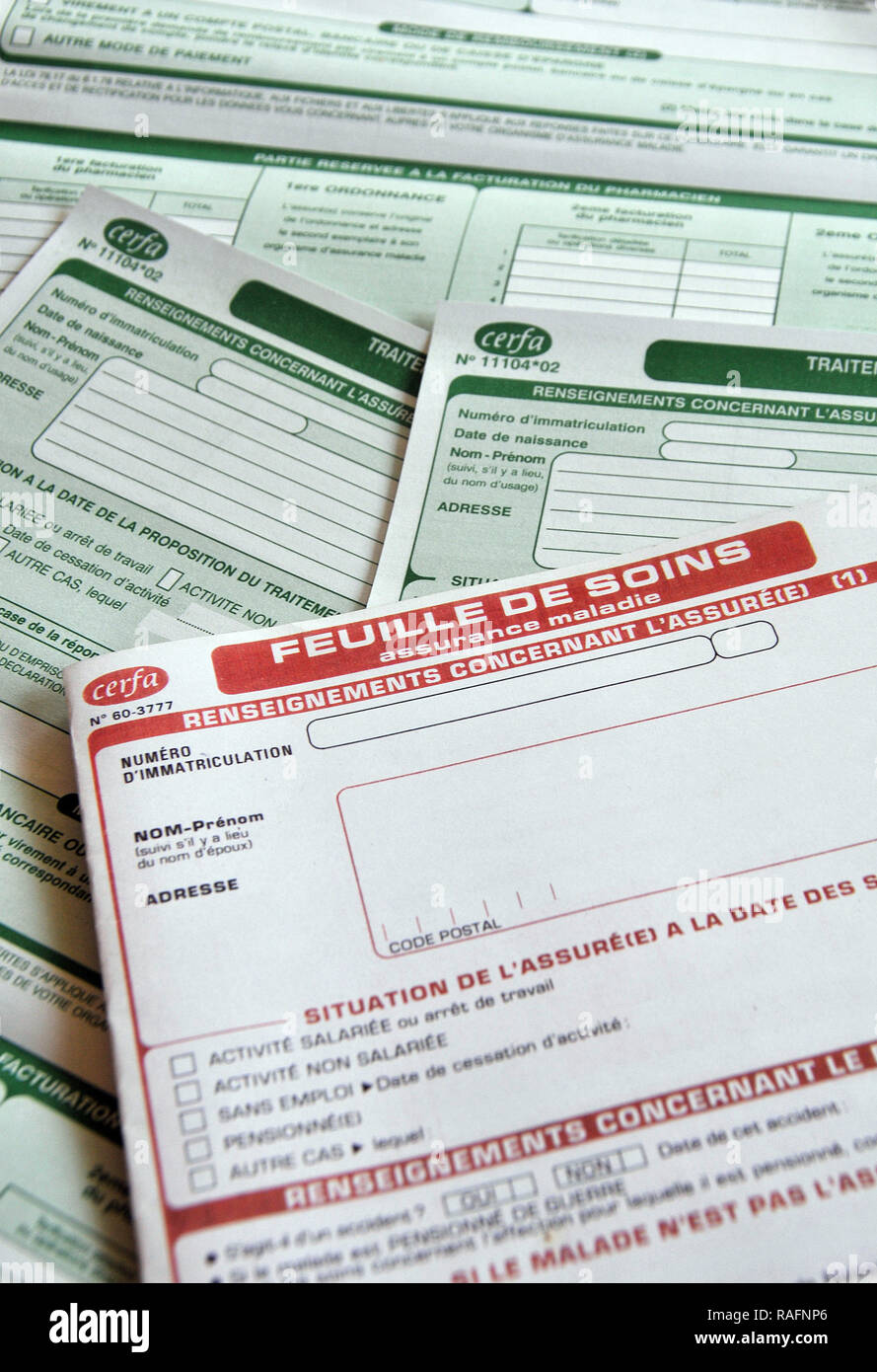 french social security form Stock Photo