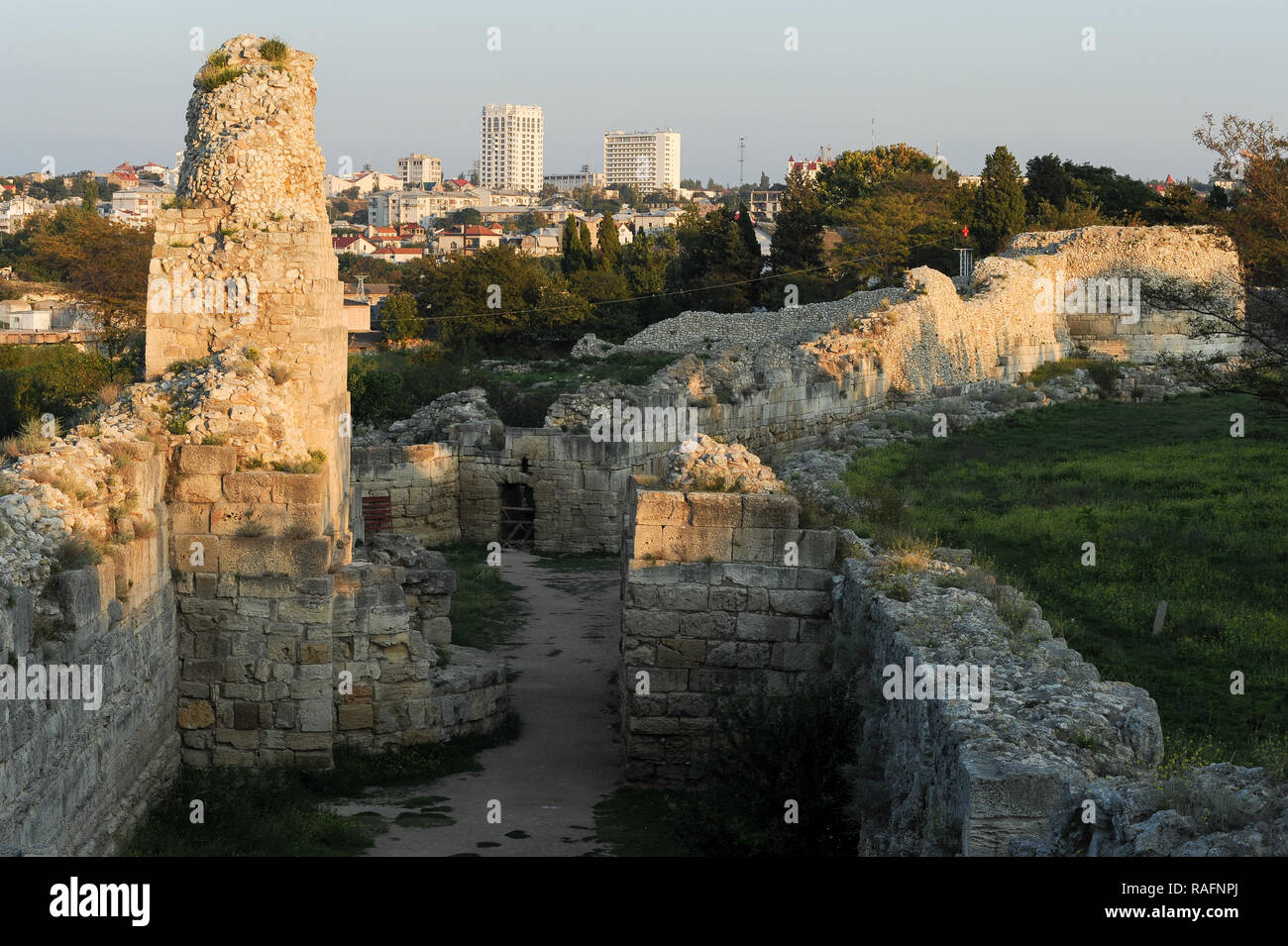 Roman defensive walls from II century with towers and Zenon tower of