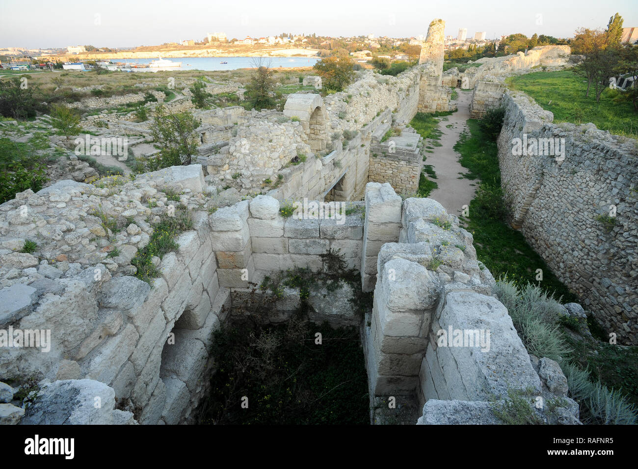 Roman defensive walls from II century with towers and Zenon tower of