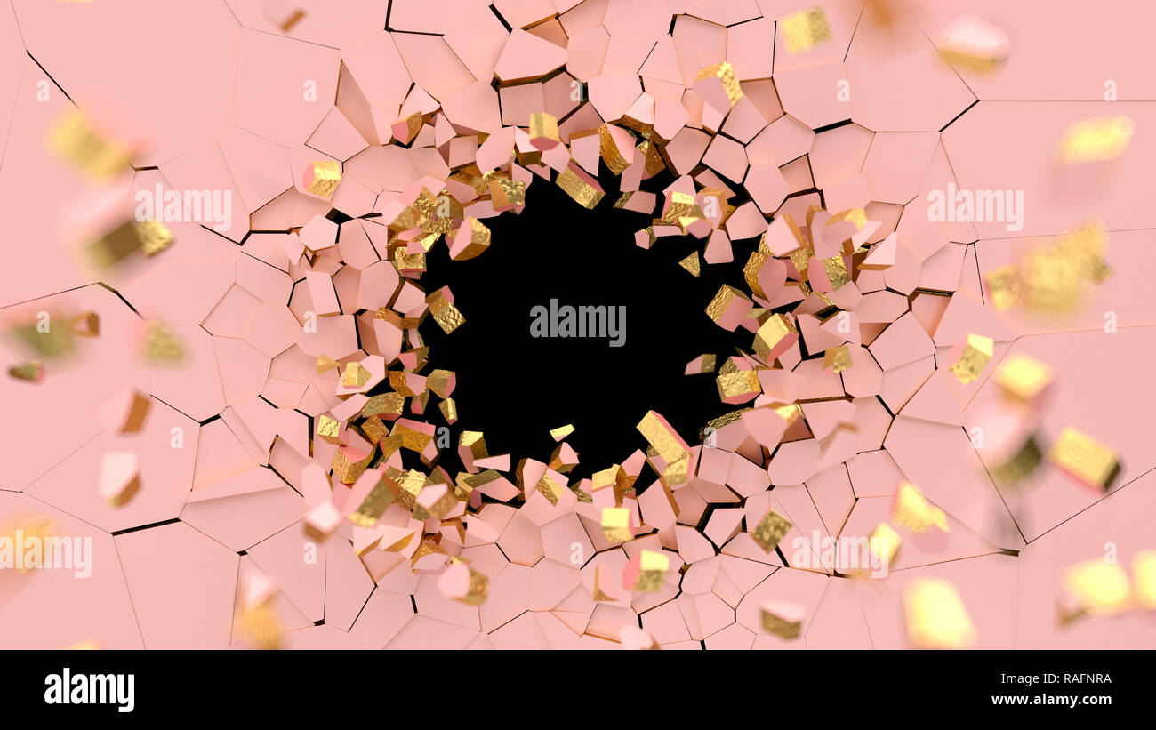 Abstract of cracked surface. 3d render background with broken shape ...