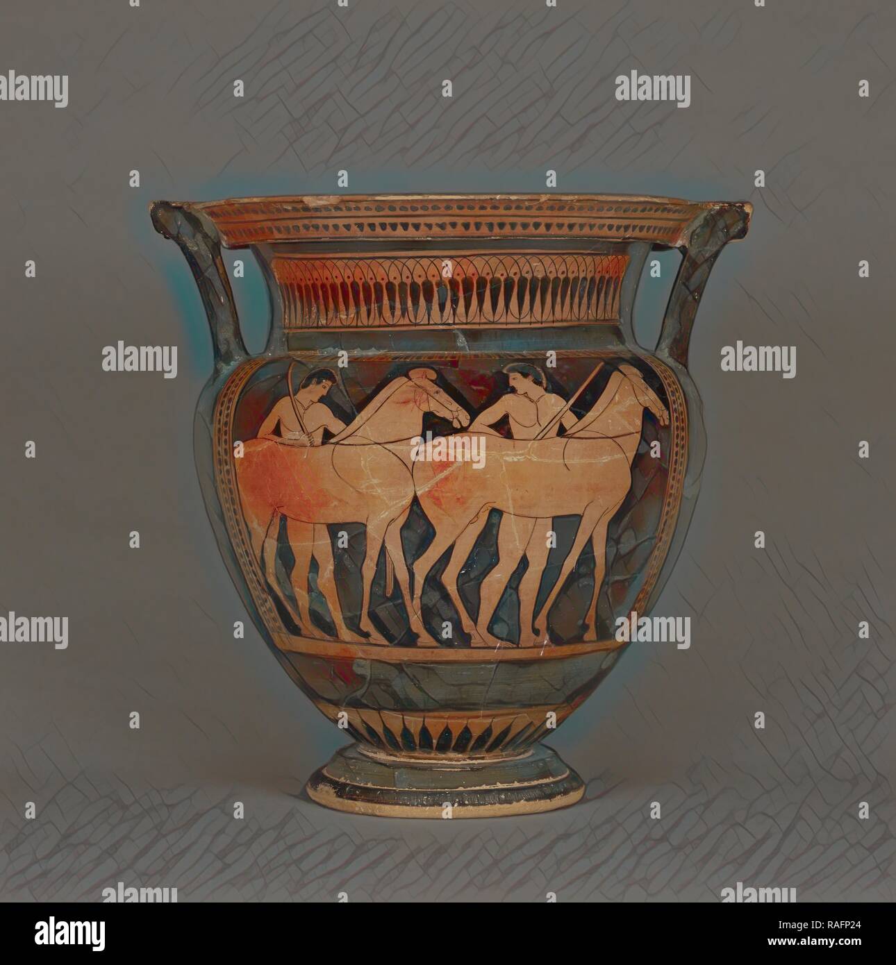 Mixing Vessel with Youths and Horses, Attributed to Myson (Greek (Attic ...