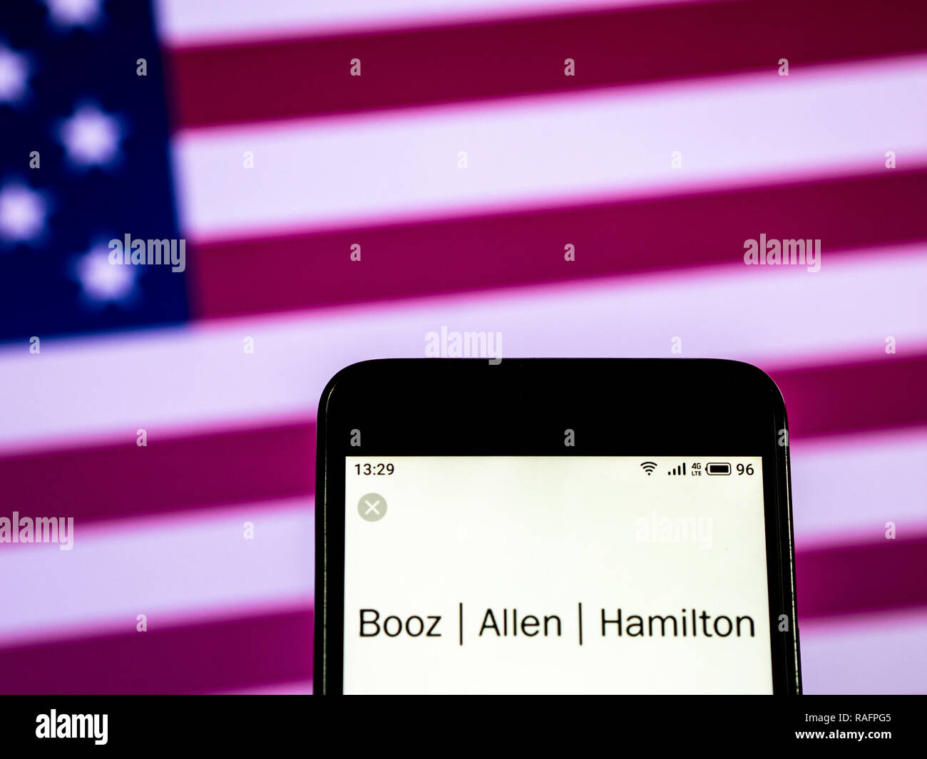 Booz Allen Hamilton Information technology consulting company logo seen ...