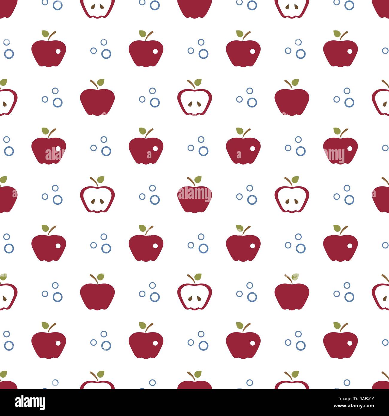 Seamless pattern with apples. Vector illustration with apple and leaf ...