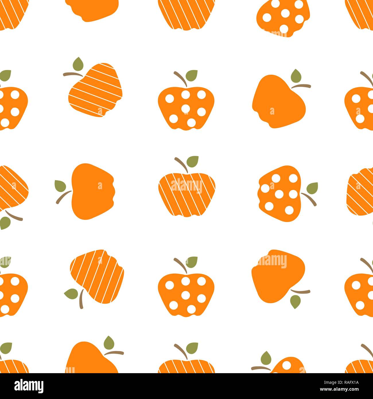 Seamless pattern with apples. Vector illustration with apple and leaf ...