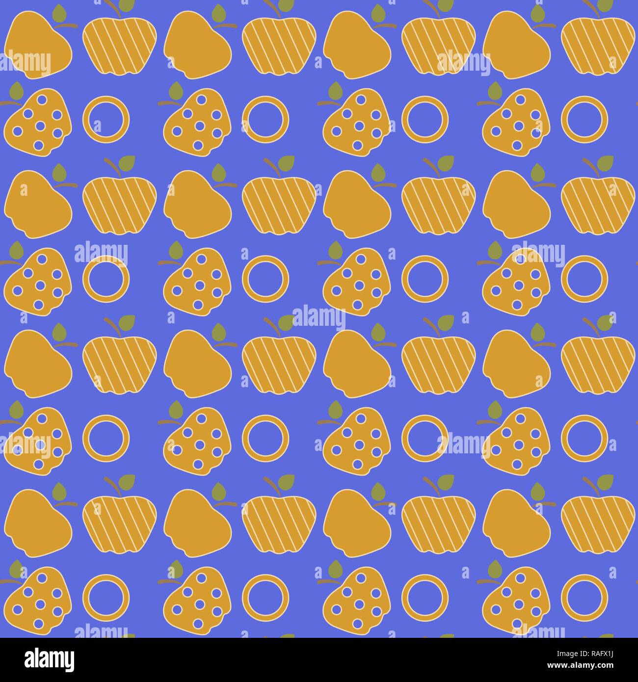 Seamless pattern with apples. Vector illustration with apple and leaf ...