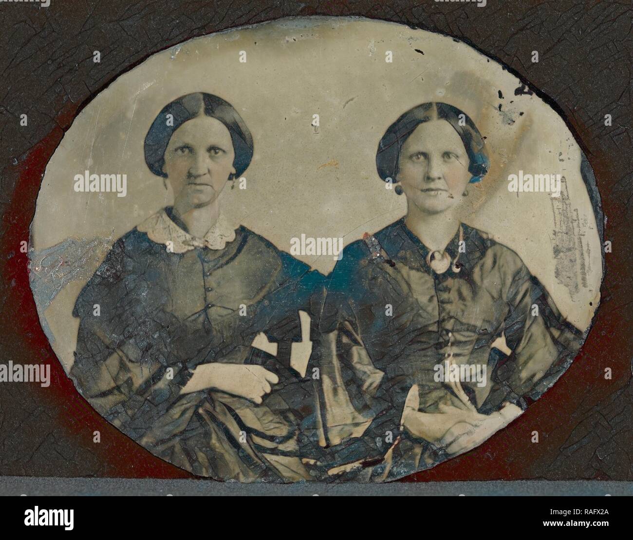 Portrait Of Two Seated Women American About 1860
