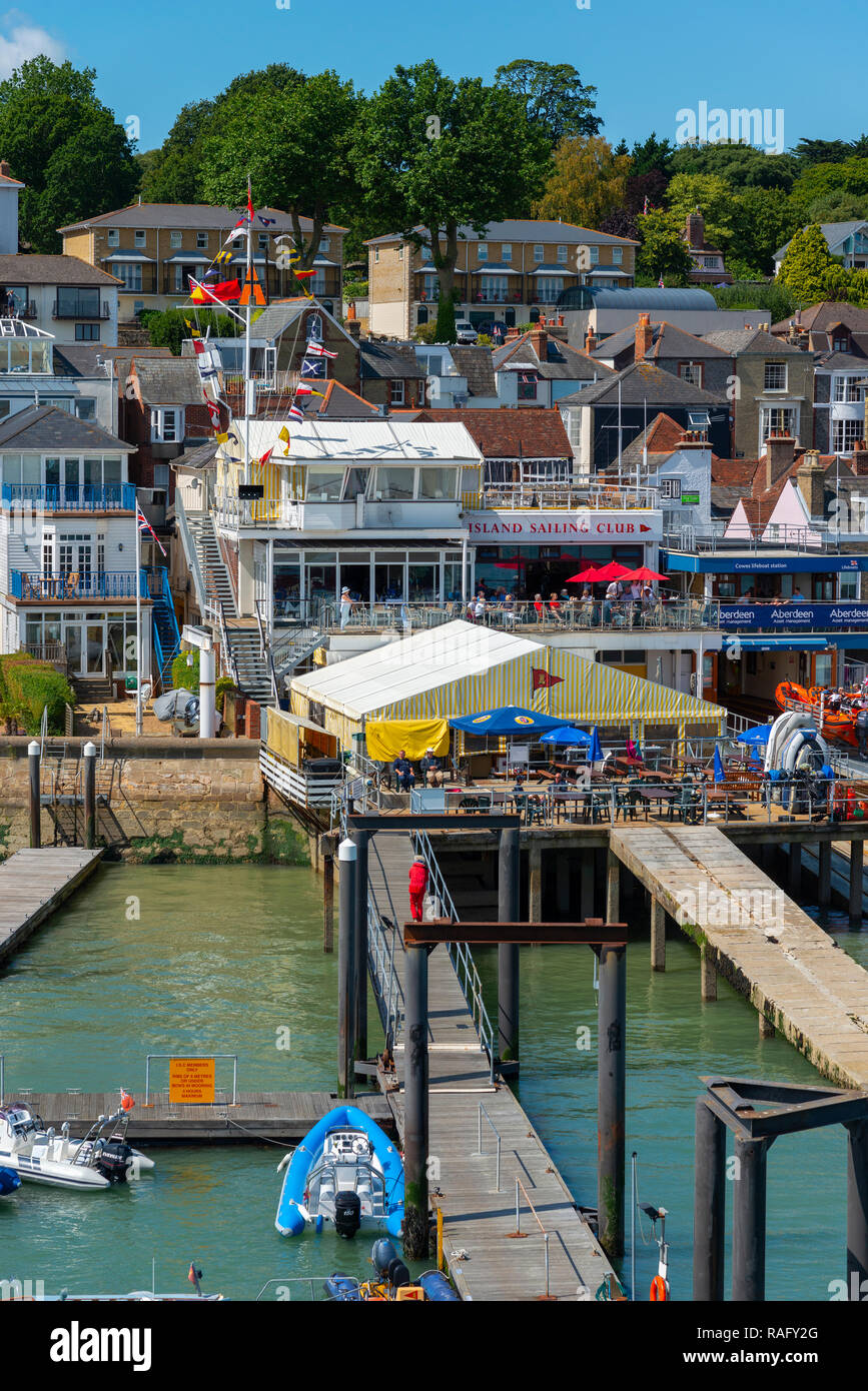 Island Sailing Club on the waterfront in the yachting town of Cowes during Cowes Week, Isle of Wight, England, GB Stock Photo