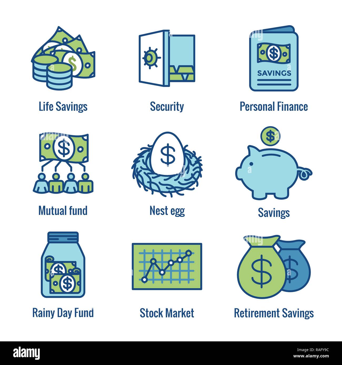 Retirement Account & Savings Icon Set - Mutual Fund, Roth IRA, etc Stock  Vector Image & Art - Alamy